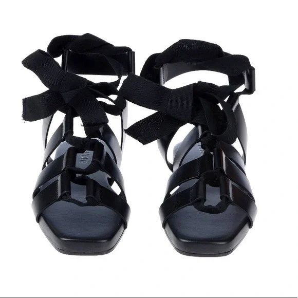 ⭐️ JIL SANDER ⭐️BLACK GLADIATOR SOFT LEATHER SANDALS W/ WRAPPING STRAPS SIZE: 6 - Picture 4 of 5